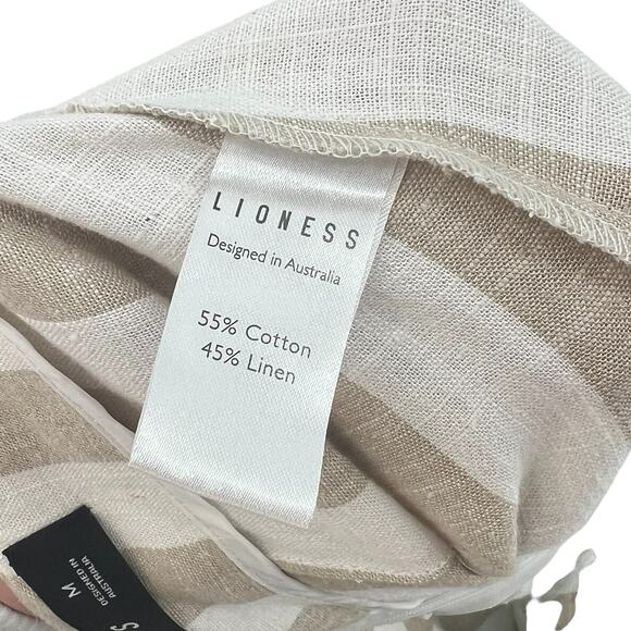 Lioness Fazio Skirt Set Tee Shirt Pinstripe Neutral Linen Nude White Size Medium - Picture 16 of 16